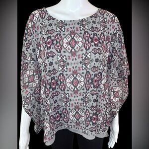 ARIAT Jessa Western Aztec High Low Women’s Blouse Top 🩶💗 Size Medium